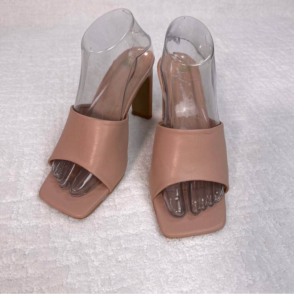 Sergio Todzi nude pink leather square toe high heel mule 6.5